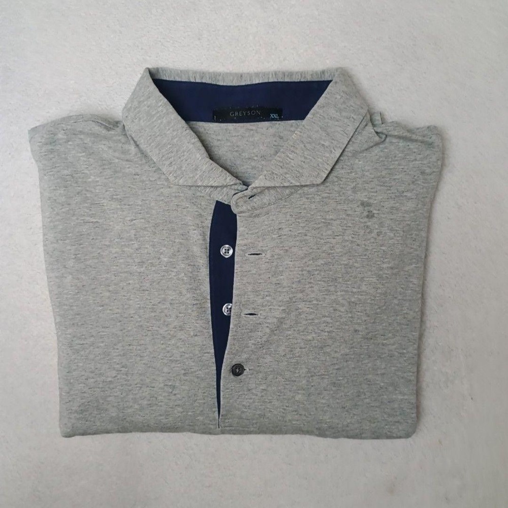 Greyson Polo Shirt Mens 2XL Gray Golf Long Sleeve Collared Performance Stretch